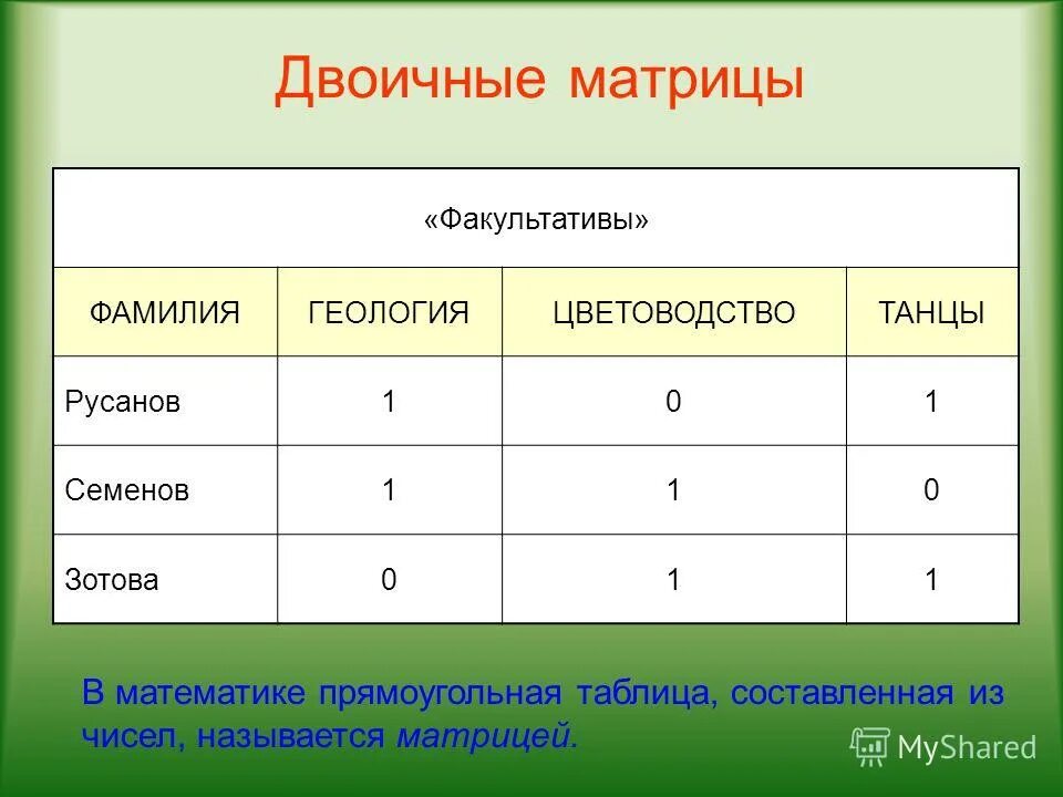 Таблица двоичная матрица. Двоичная матрица информационная модель. Таблица типа двоичная матрица. Табличные информационные модели двоичная матрица. Матрица прямоугольная таблица