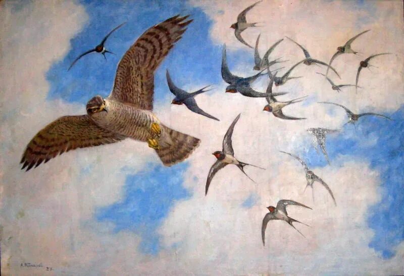 Звон крыльев. Ласточки в живописи художников. Ласточка картина художника. Летающие птицы, живопись.