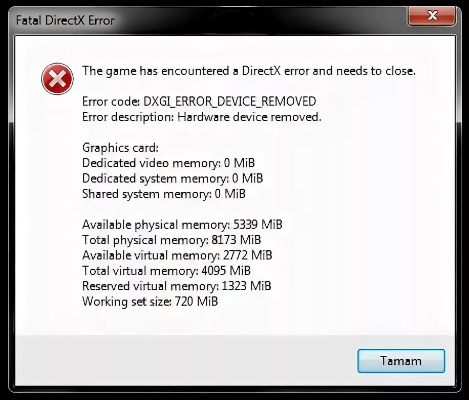 Fatal error close. DIRECTX Error. Ошибка деретикс 12. Fatal DIRECTX Error code 15. Graphics device Removed.