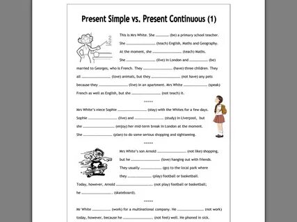 Тест present simple vs present continuous