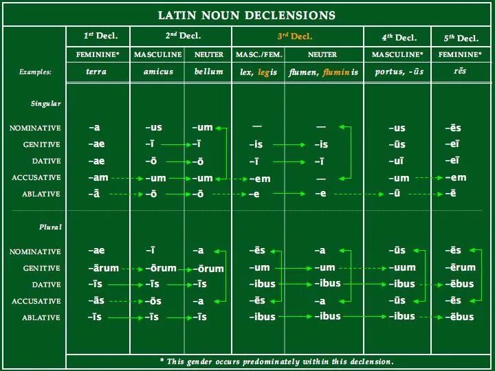 Latin Noun Declension Chart - Five J's Homeschool Latin language learning, Teach