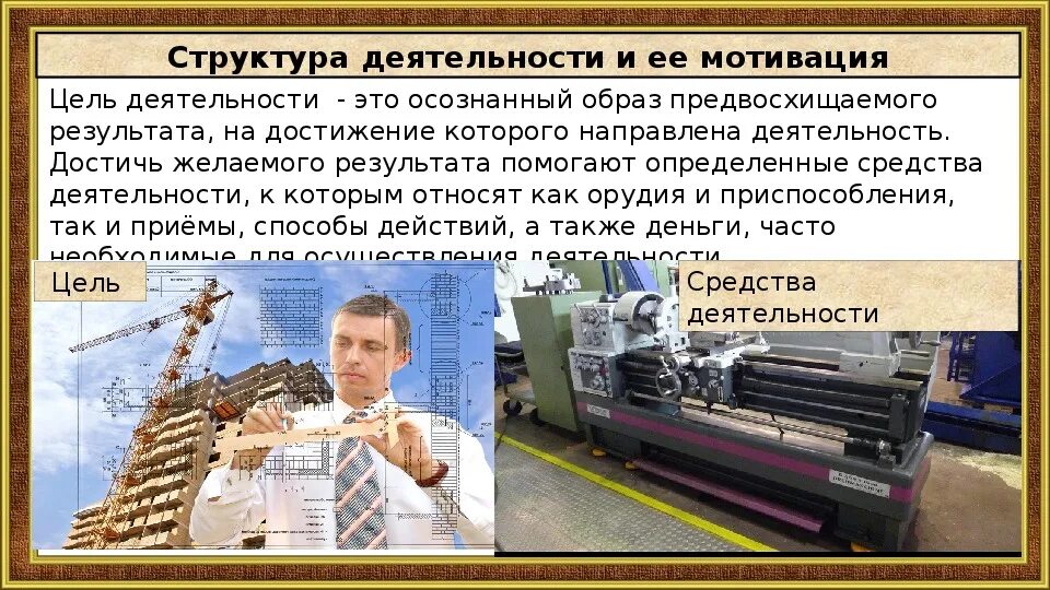 Деятельности достижение которых осуществляется в. Структура деятельности и ее мотивация. Образ предвосхищенного результата на которое направлено действие. Осознанный образ предвосхищаемого результата. Может ли цель быть мотиватором деятельности?.