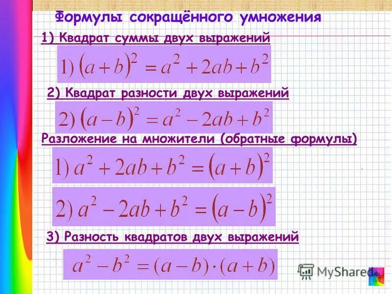 Многочлены формулы сокращенного умножения повторение 7 класса. Семь формул сокращенного умножения. 5 формул сокращенного умножения 7 класс алгебра. Алгебра задачи 7 класс формула сокращенного умножения. Формулы сокращенного умножения 7 класс алгебра.