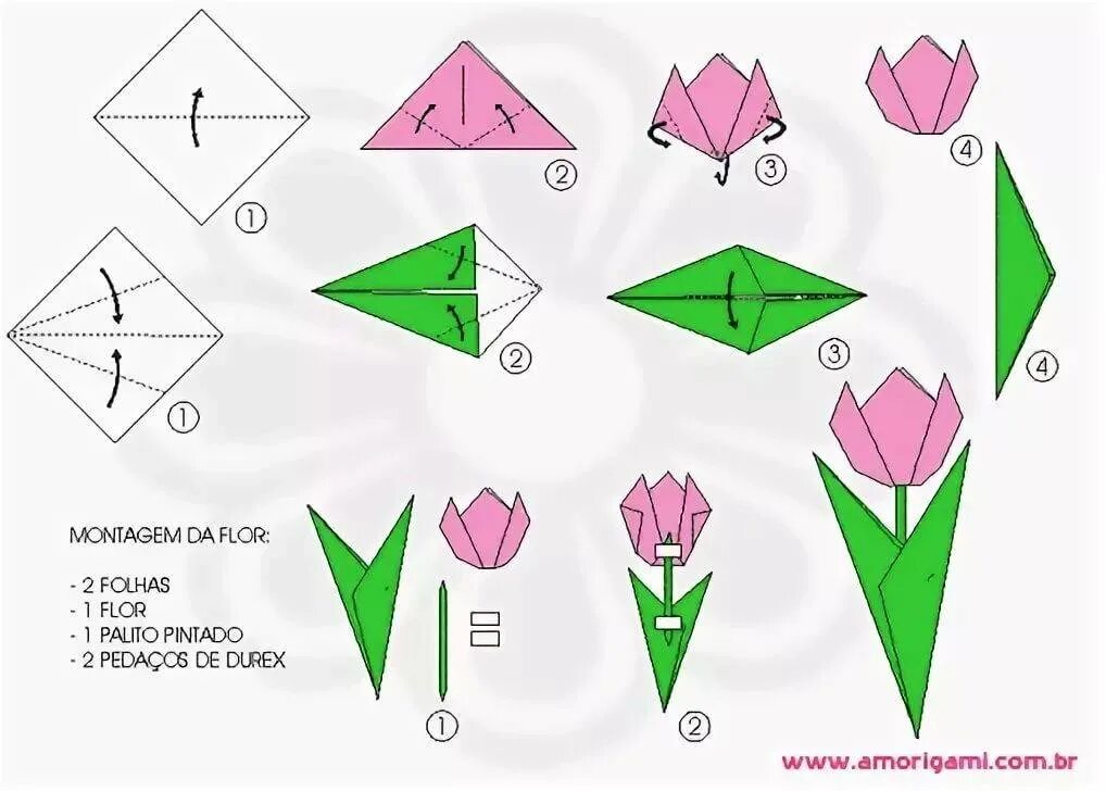 Оригами тюльпан пошагово для начинающих. Схема оригами тюльпана для начинающих. Оригами тюльпан схема для начинающих пошагово. Оригами тюльпан из бумаги схема для детей.