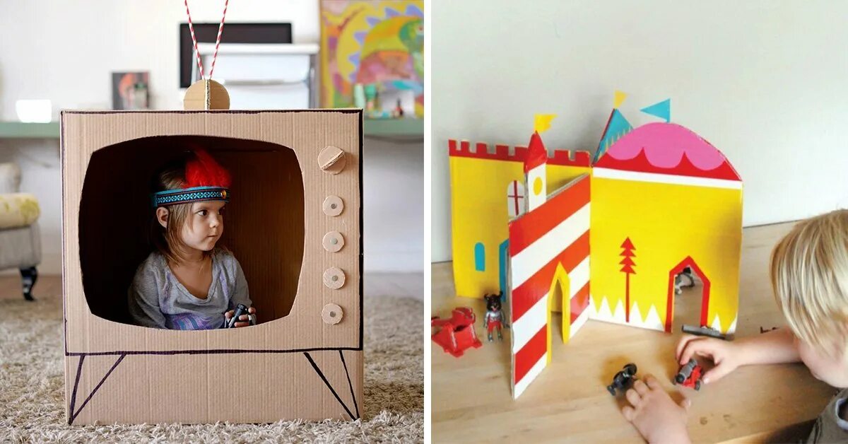 Телевизор из картона. Из картона для детей. Телевизор из коробки для детского сада. Поделки из картонной коробки. Телевизор из картона для детского сада.
