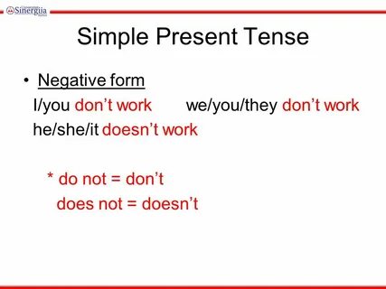 Present simple negative form