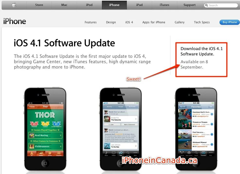 Ярлык сайта на айфон. IOS 4. IOS 4.1. Software update iphone.