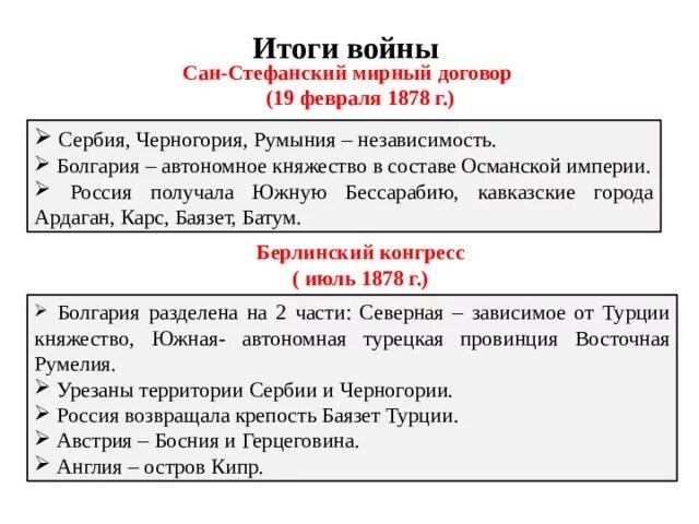 Мирные договоры 7 класс история россии. Сан-Стефанский мир 1878 подписание. 1878 Г Сан-Стефанский Мирный договор итоги. Итоги войны Сан-Стефанский Мирный.