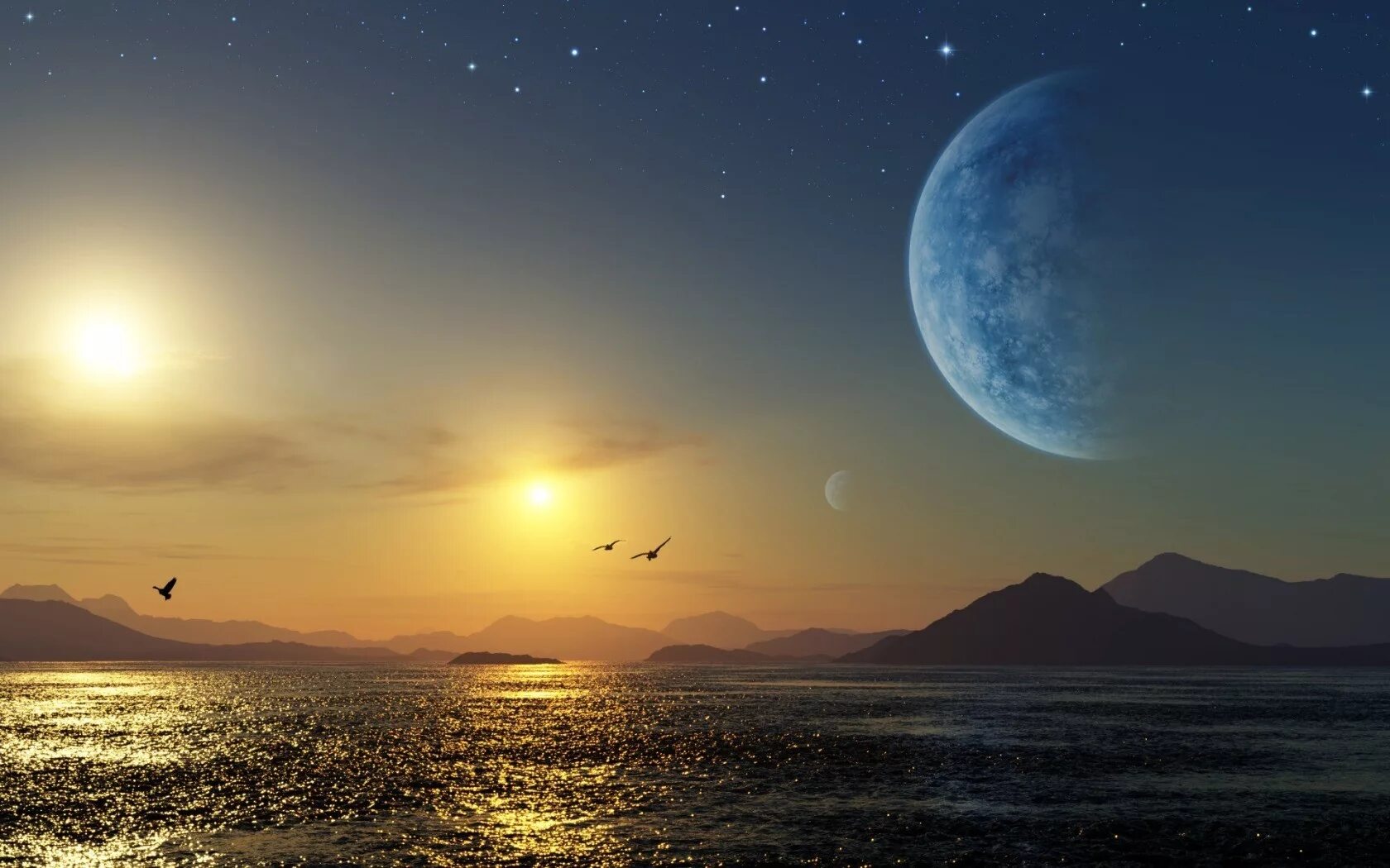 Природа нашей планеты полностью зависит от луны. Солнце и Луна. Фантастические космические пейзажи. Лунный пейзаж. Солнце Луна и звезды.