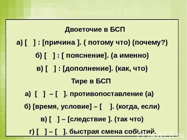 Двоеточие в бессоюзном сложном предложении. Причина пояснение дополнение. Тире и двоеточие в бессоюзном сложном предложении. БСП С двоеточием причина.