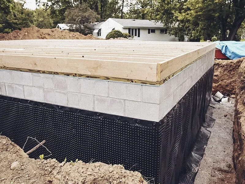 Гидроизоляция цокольного этажа. Кирпичный ленточный фундамент. Монолитная фундаментная плита. Фундамент из кирпича для дома. Цоколь гаража из газобетона.