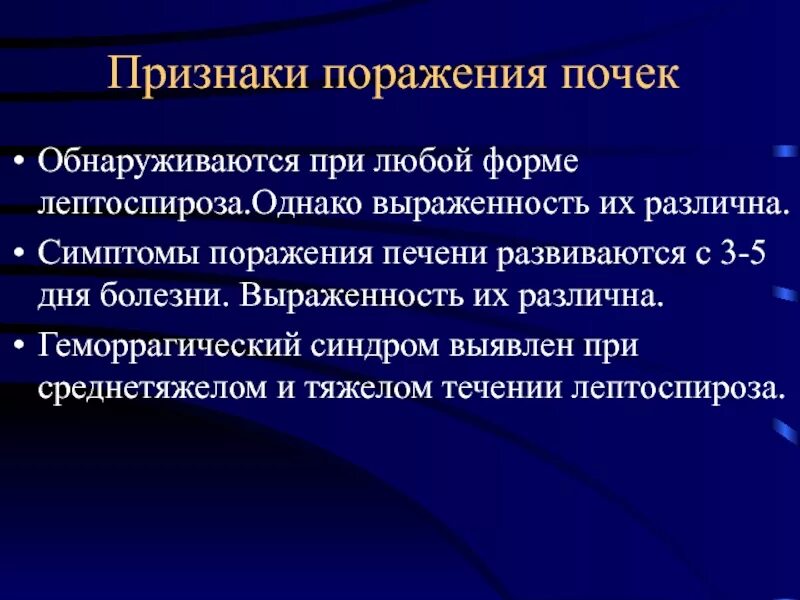 Лептоспироз почки. Признаки поражения почек при лептоспирозе. лептоспирозный геморрагический синдром. синдромы при лептоспирозе.