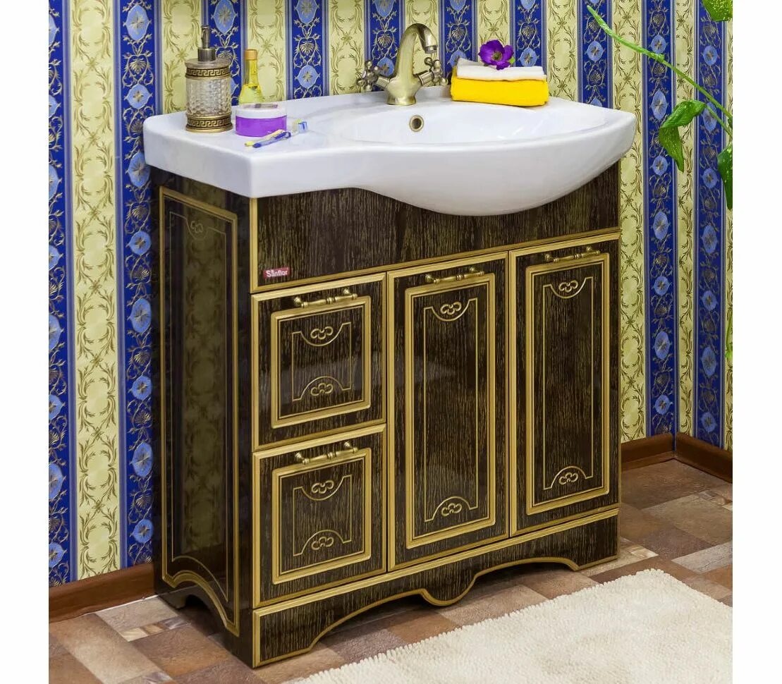 Мебель для ванной патина золото. Мебель для ванной sanflor