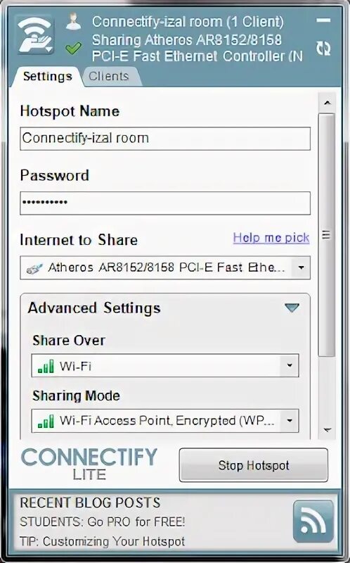 Аналог connectify. Нет connectify lightweight filter в списке.