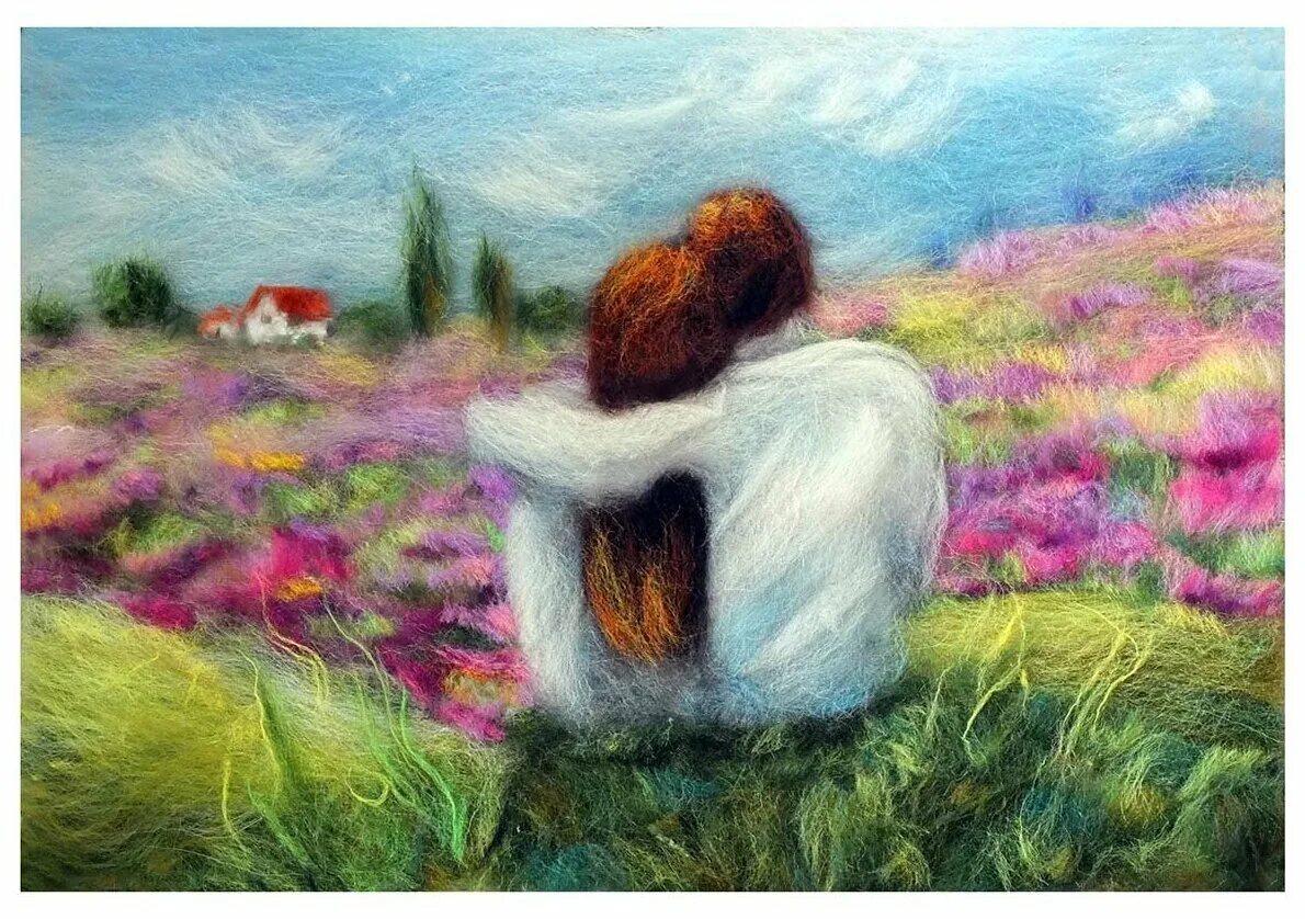 Набор для валяния. Пейзаж с подсолнухами шерсть для валяния. Картина шерстью набор. Живопись шерстью маки. Картины из шерсти для валяния.
