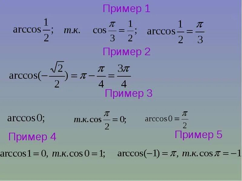 Вычислите arccos 0. Уравнение cos x a. Решение уравнения cos x a. Уравнения cos x a примеры.