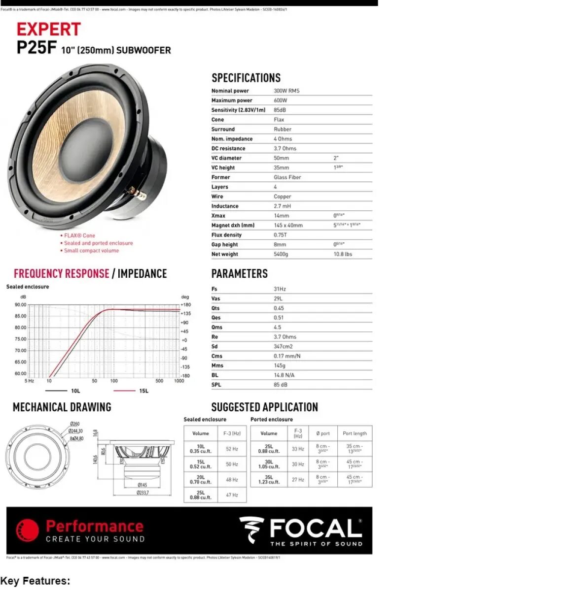 Performance характеристики. Focal Performance p25f. Focal Performance p 25 Fe. Сабвуфер Фокал 250 референс. Focal Performance PS 165 f3e Woofer посадочная глубина.