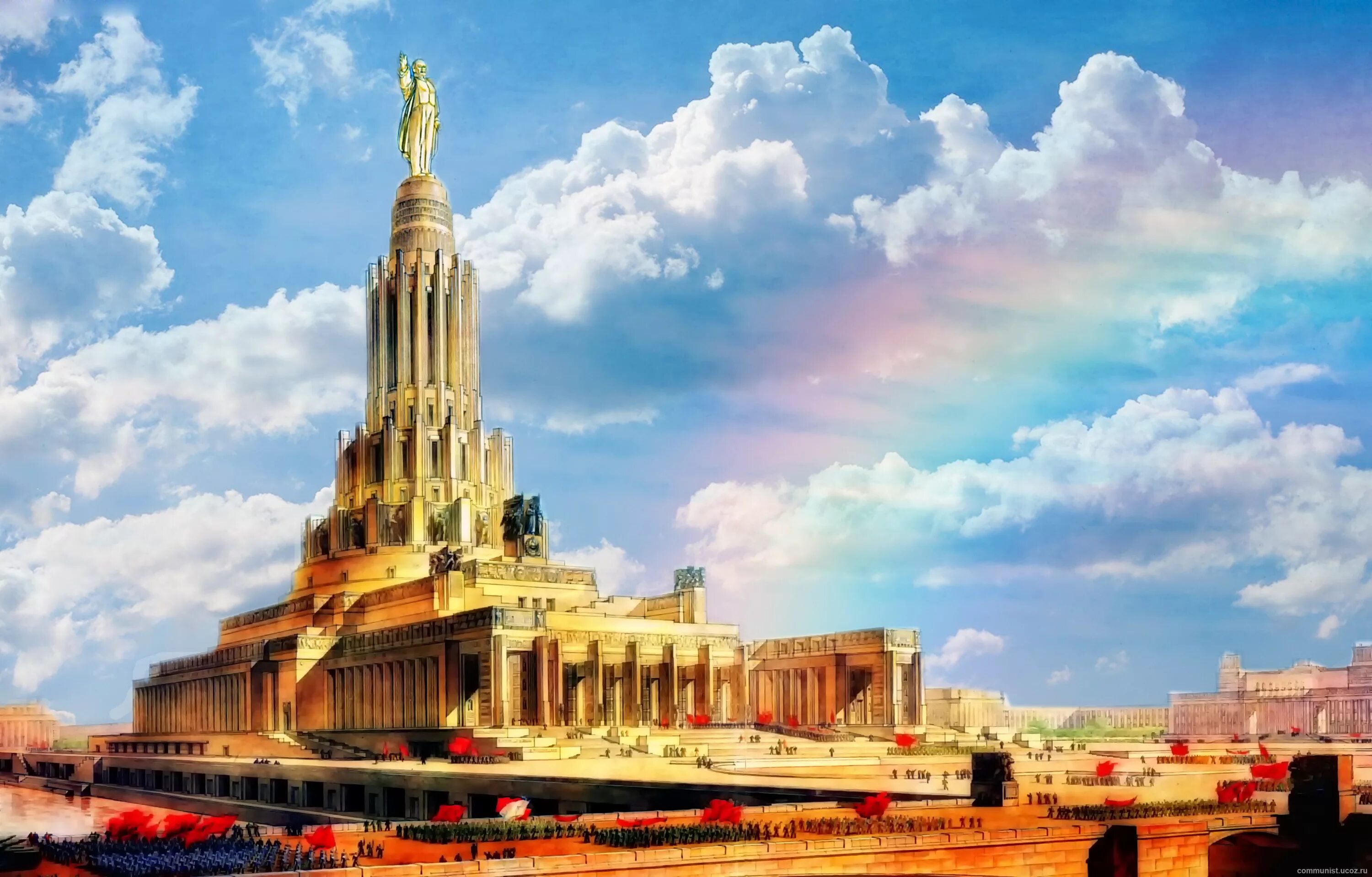 Дом советов 1 из альтернативных символов. Иофан дворец советов проект. сталинские высотки в москве дворец советов.