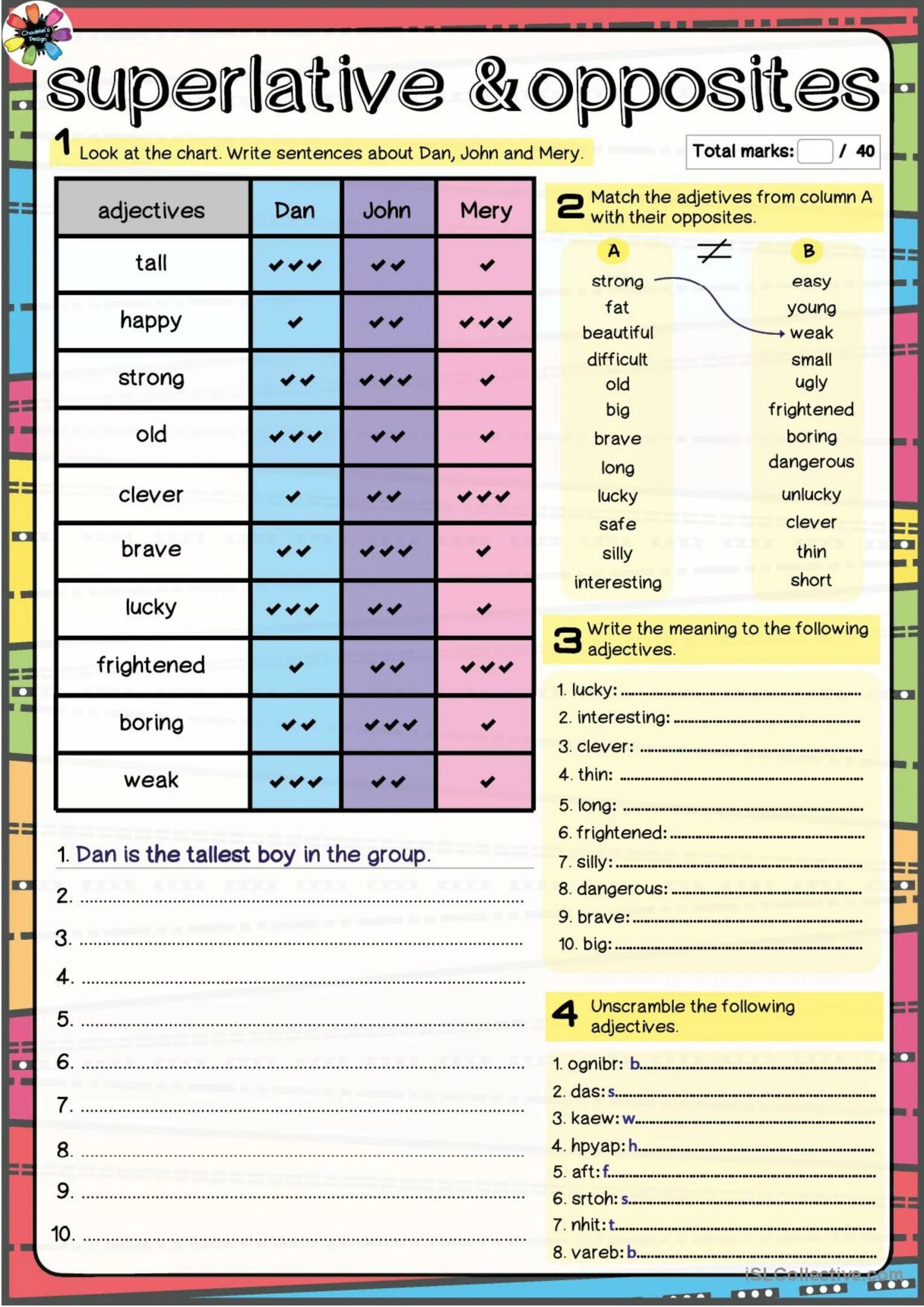 Form adjectives from the following words logic. Opposite adjectives. superlative adjectives. opposite adjectives worksheets. comparatives and superlatives worksheets.