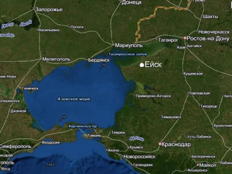 Сколько км от таганрога до мариуполя