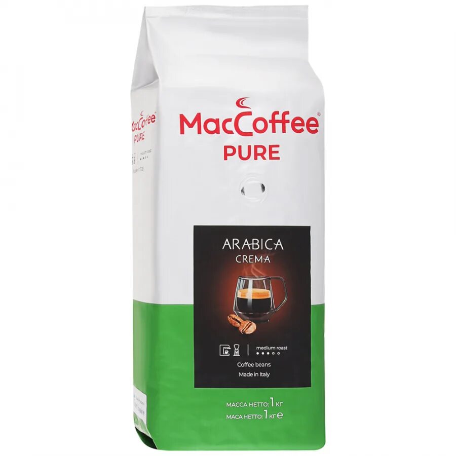 Нат мол. Pure arabica crema кофе зерно 250гр маккофе *12. маккофе арабика крема. пьюр арабика маккофе зерно. кофе maccoffee pure arabica crema натур.в зернах, м/у 1000г*6шт.