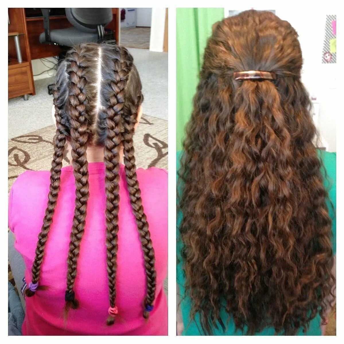 Можно заплетать волосы на ночь. Кудри из косичек на ночь на длинные волосы. Кудряшки из косичек на ночь. Заплести косички на ночь. Лёгкие волнистые волосы.