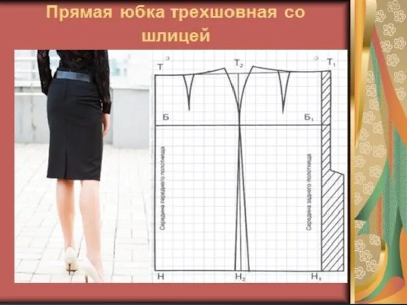 Выкройка прямой юбки со шлицей сзади DIY Pencil Skirt tutorial. FREE SEWING PATTERN. More on blog  МК юбки