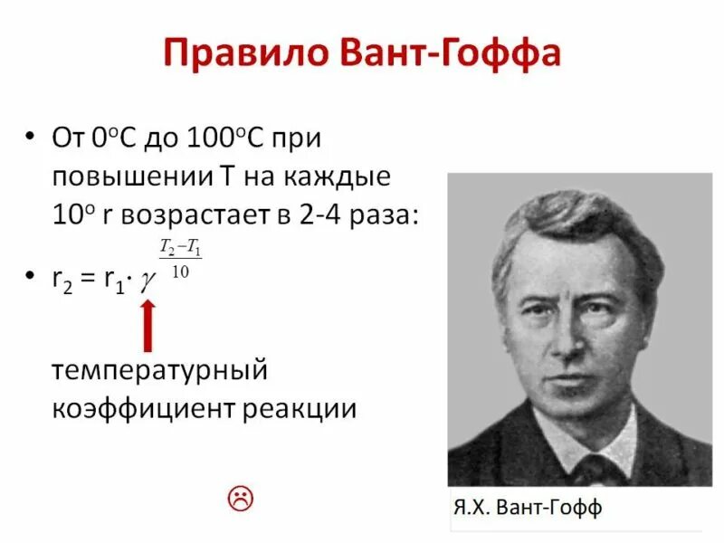 Правило вант гоффа формула