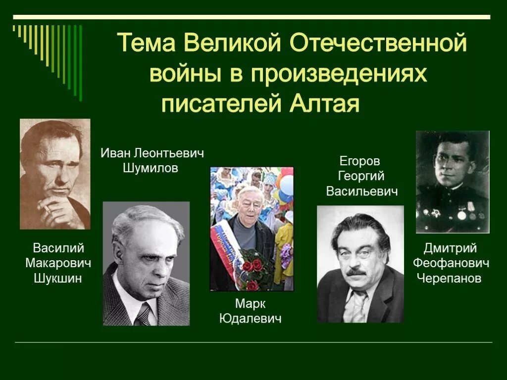 Произведения отечественных прозаиков абрамова. ВОВ В творчестве алтайских поэтов и писателей. Алтайские Писатели о Великой Отечественной войне.