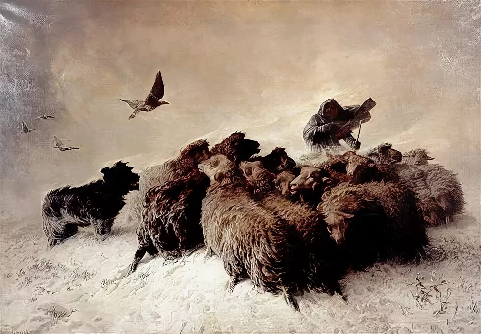 Страдание август фридрих альбрехт шенк. Басня пастух крылов. Ягненок на картинах художников анималистов. Овца маслом. Шенк художник.