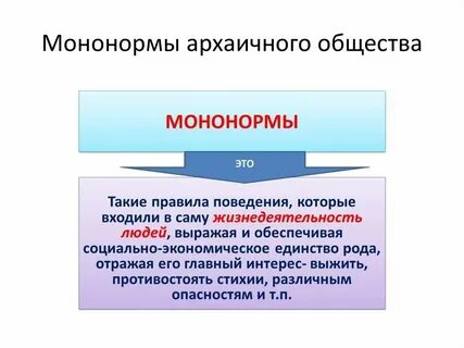 Мононормы первобытного общества регулировали отношения