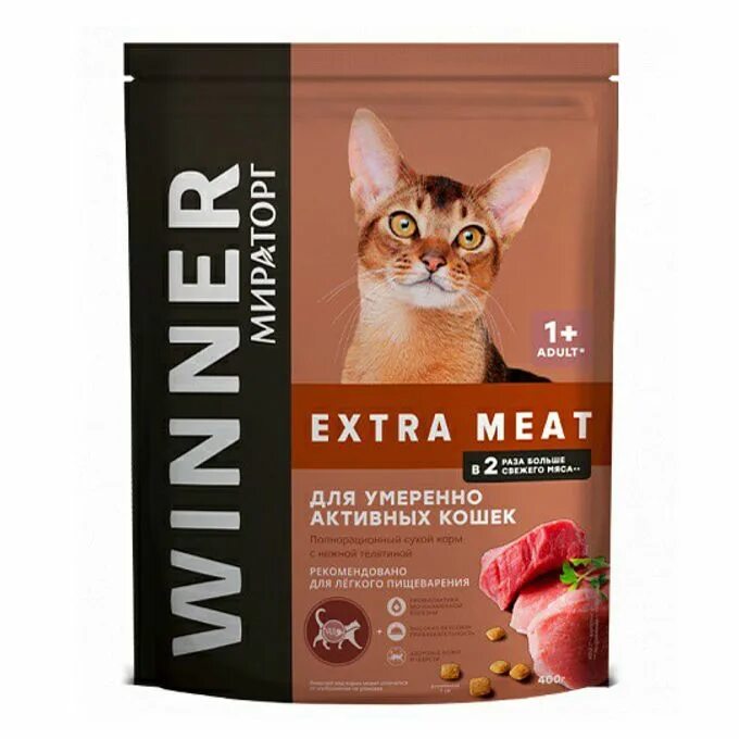 Корм Виннер для кошек с телятиной 400 г. Сухой корм winner Extra meat. Корм для кошек Мираторг winner. Корм winner Extra meat для кошек. Winner meat корм