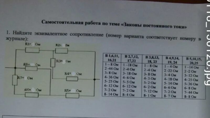 Сопротивление эквивалентного источника тока