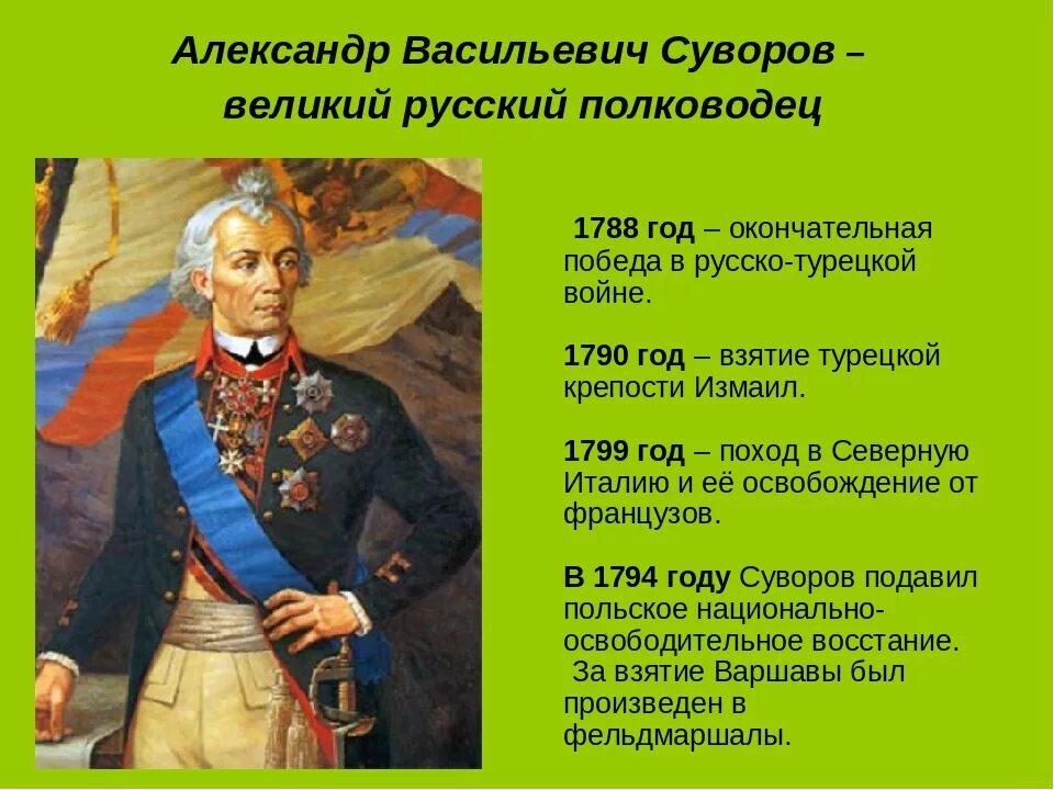 В каких сражениях участвовал суворов названия