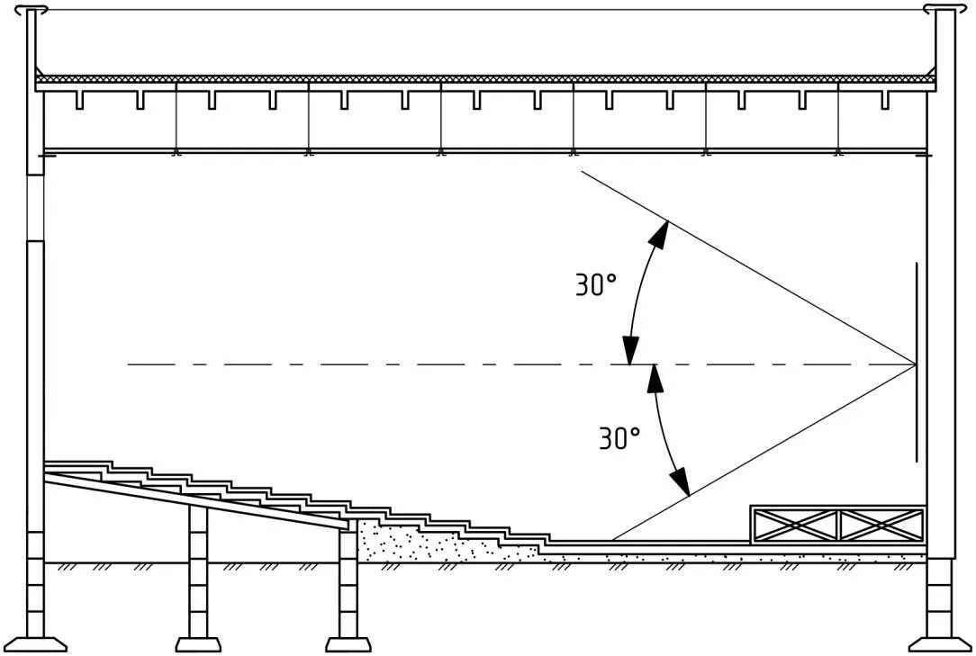 Расчет видимости зрительного зала. Актовый зал нормы проектирования разрез. Нормы проектирования зрительного зала. Конструкция зрительного зала. Высота актового зала