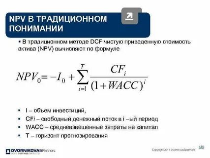 Формула нпв