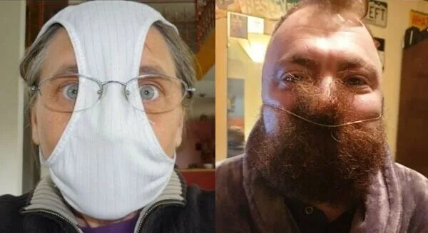 Смешная борода. Прикольные маски от Ковида. Борода вместо маски.