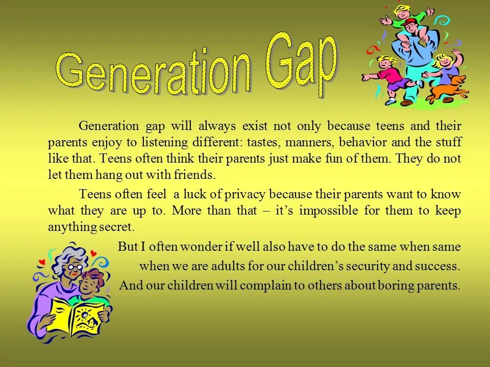 Generation gap. Generation gap текст. Тема Generation gap английский. “Generation gap”презентация.