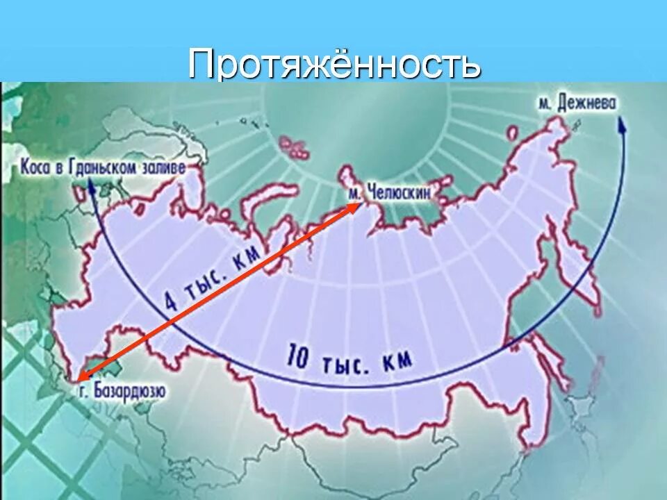 Сколько крайних точек. Крайние точки РФ на карте. Крайние точки России на карте. Протяженность территории России. Протяженность России с Запада на Восток.