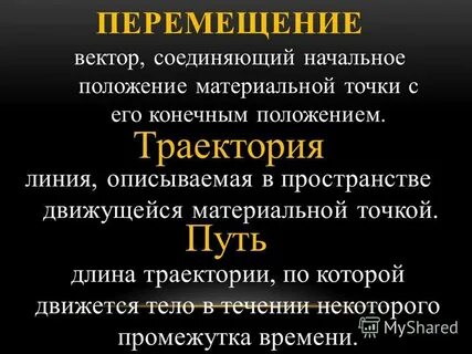Вектор соединяющий начальное конечное положение тела называется