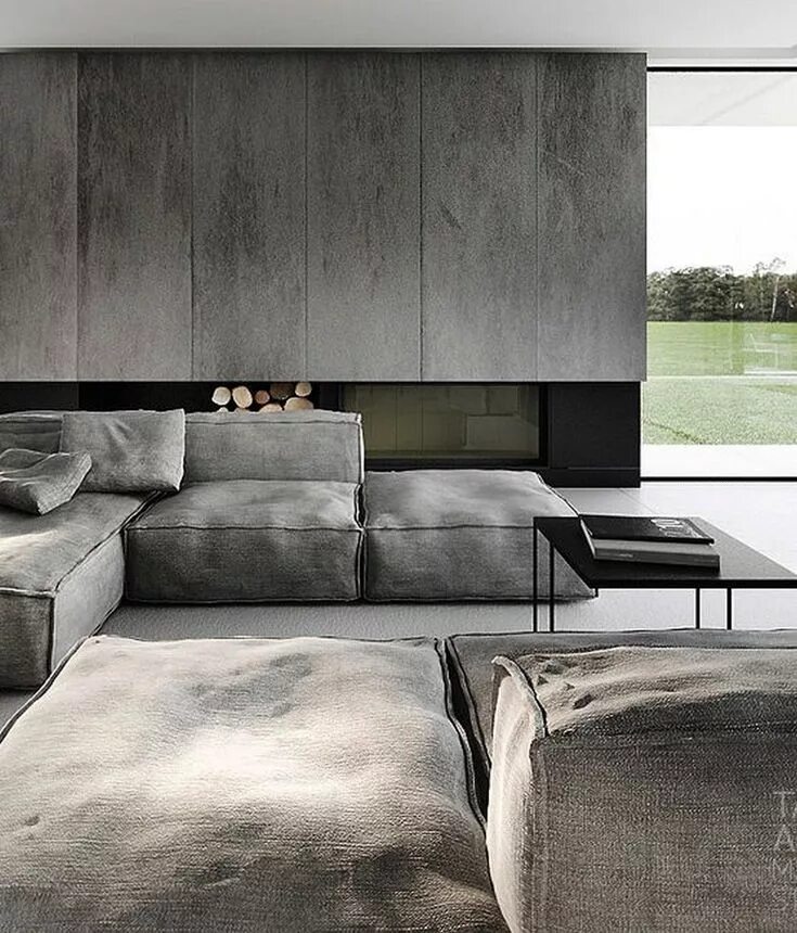 Бетон в современном интерьере Gray Modern Industrial Apartment Interiors Personal Blog Apartment interior, I