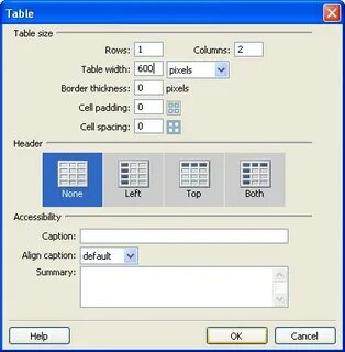 Table width