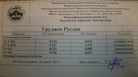 Epstein barr virus норма