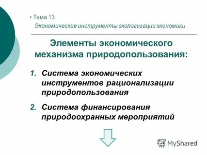Экономический механизм природопользования