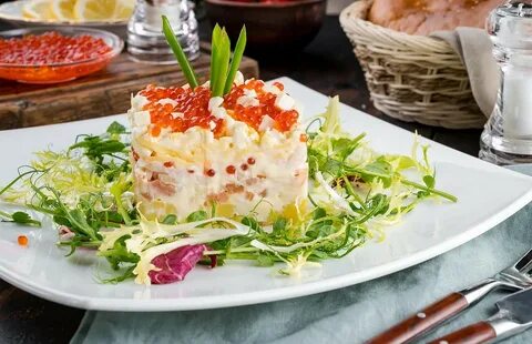 Салат кальмары яйцо красная икра