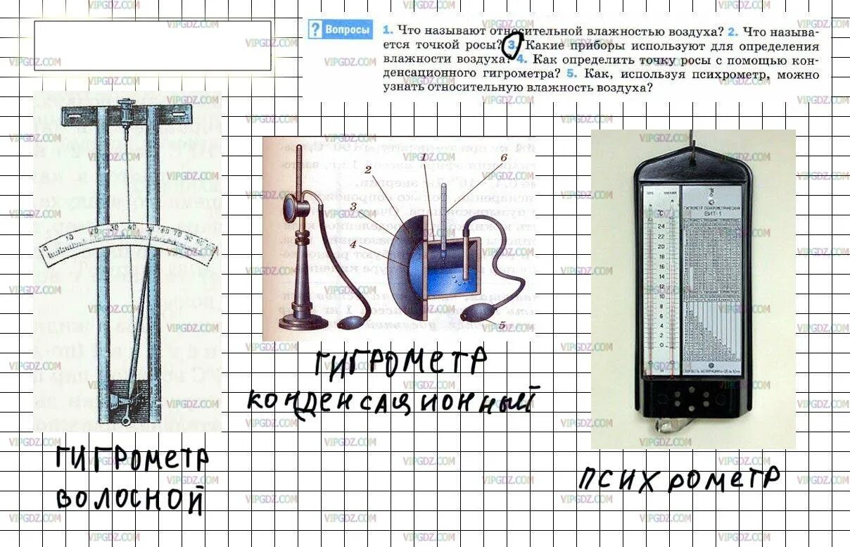 Физика 8 класс задание 3. Гигрометр физика 8 класс. Приборы для измерения влажности воздуха физика 8 класс. Конденсационный гигрометр рисунок. Влажность физика 8 класс.