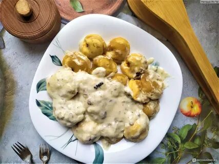 Жареные пельмени со сливками