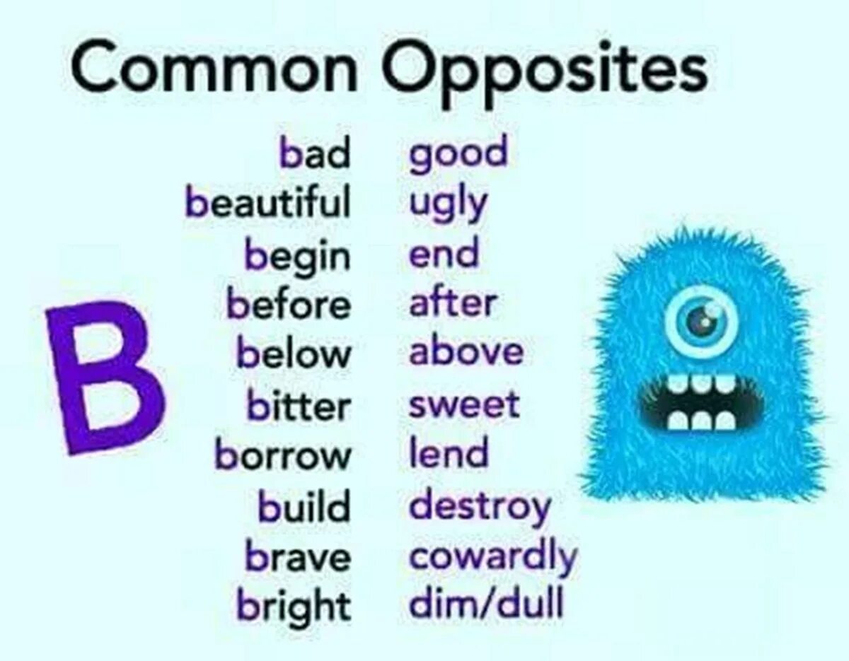 Opposite of mean. Opposite words.