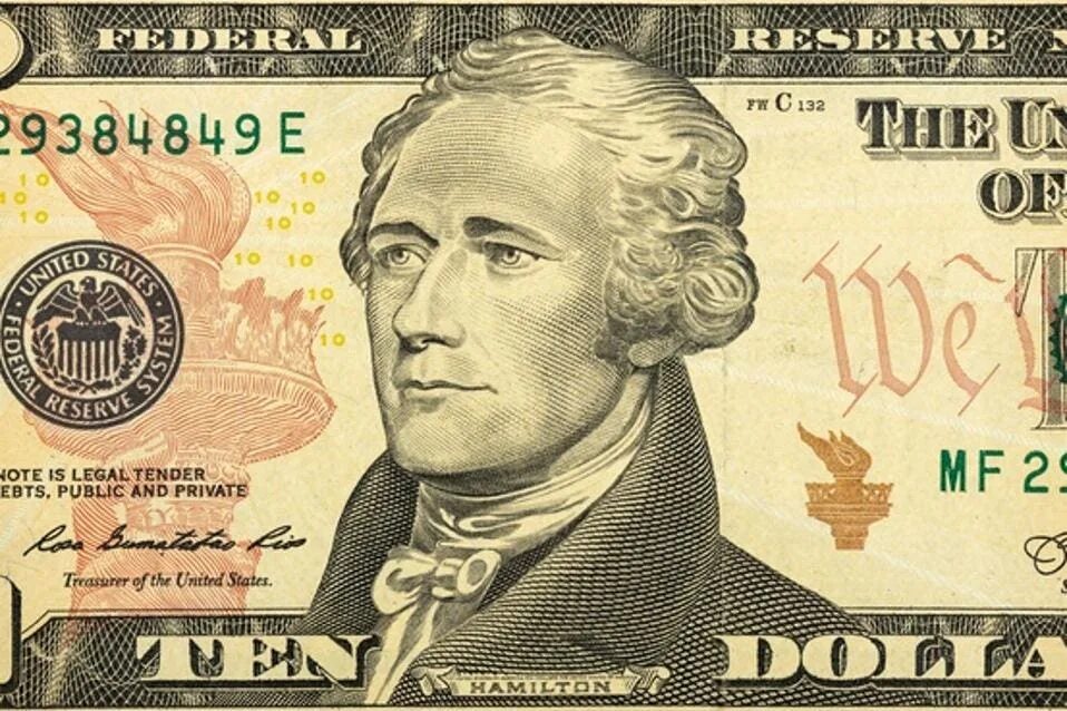 Гамильтон на долларах США. Джефферсон на купюре 2 доллара.