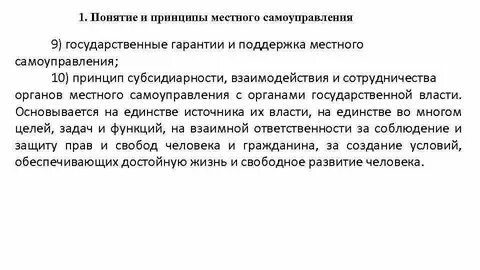 Понятие принципы местного самоуправления